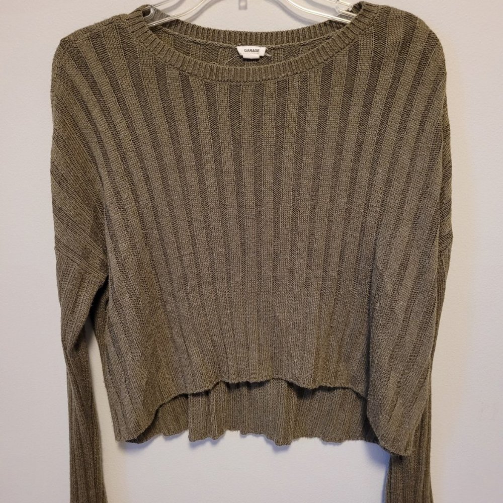 Garage Army Green Ribbed Sweater
